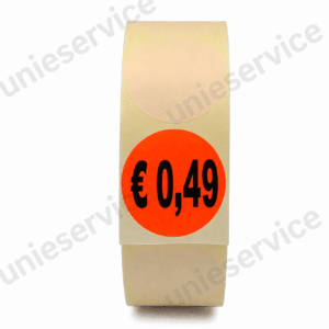 Afprijsstickers € 0,49 rond 35 mm op rol