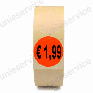 Afprijsstickers € 1,99 rond 35 mm op rol