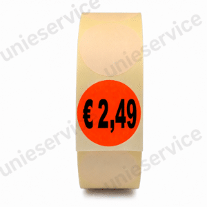 Afprijsstickers € 2,49 rond 35 mm op rol