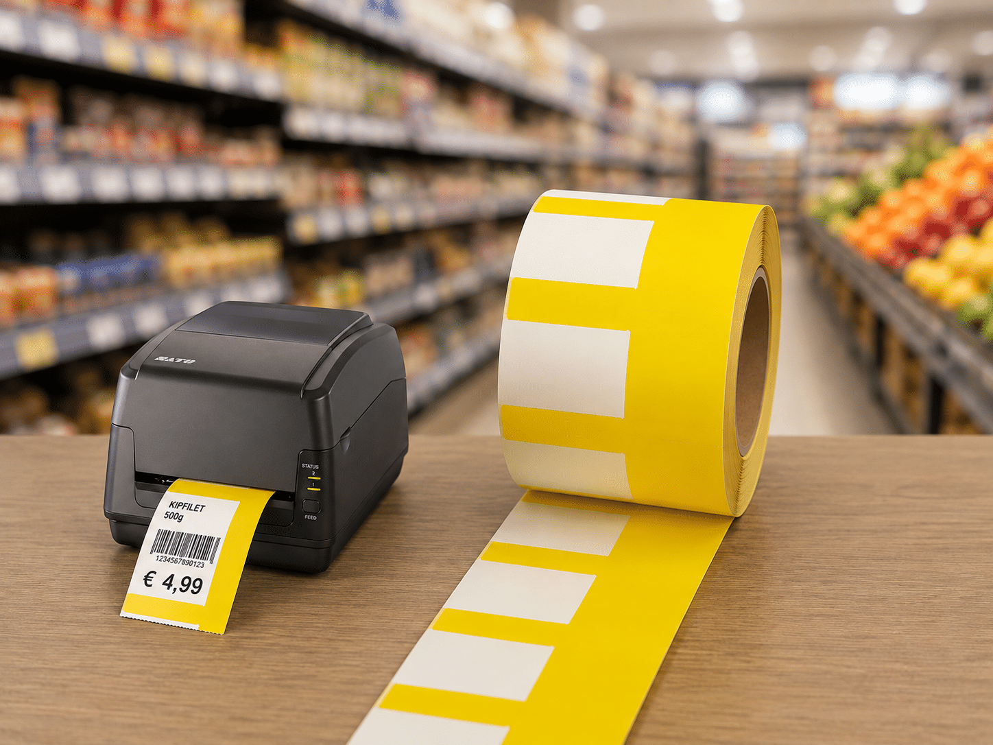 Verzameling professionele schapkaarten en schapetiketten voor supermarkten, speciaalzaken en internationale levensmiddelenwinkels.