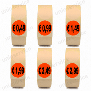 fprijsstickers met prijs 35 mm op rol – diverse prijzen